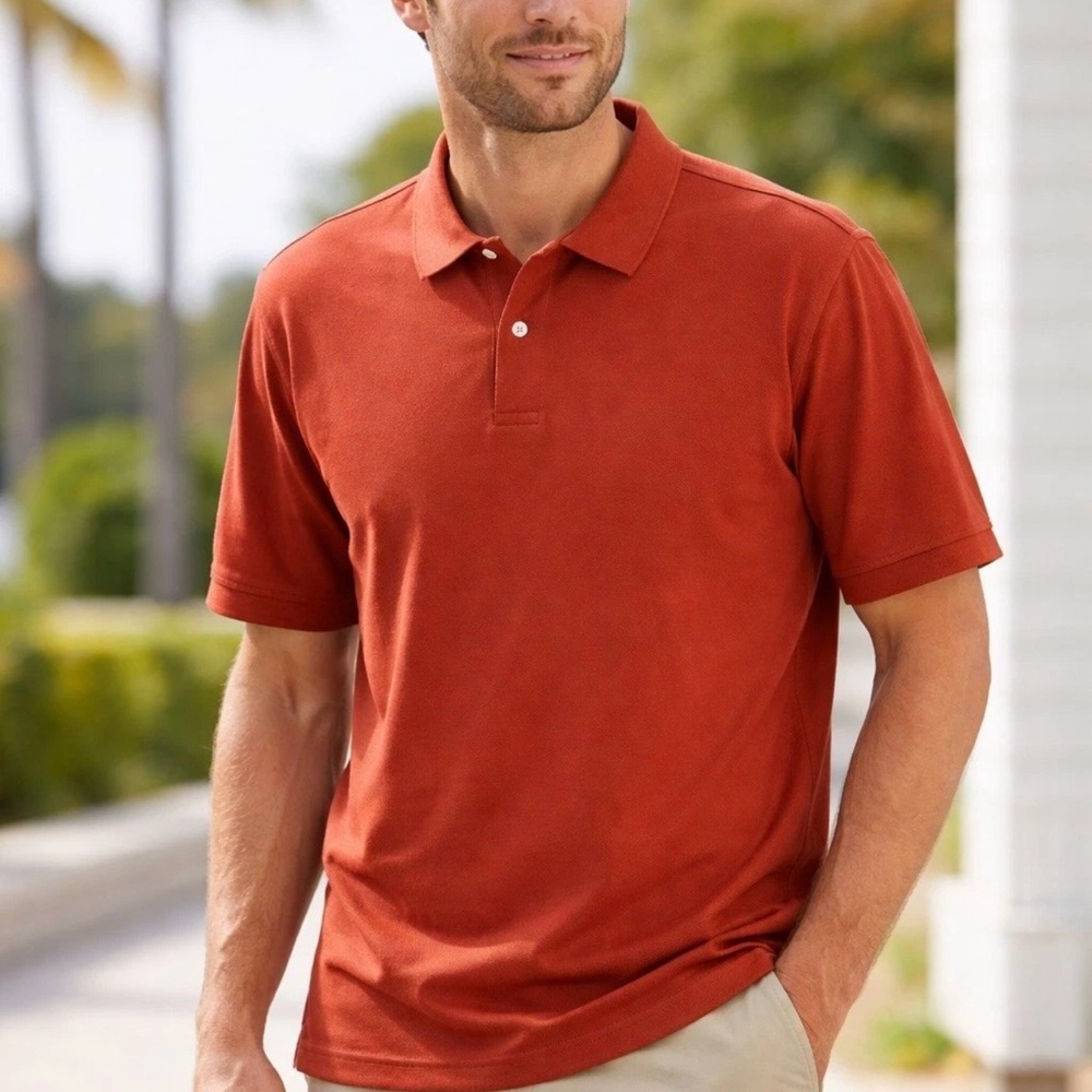 Eddie Bauer Polo Shirt XL Orange 100% Cotton Short Sleeve Casual Men’s